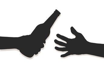 Obraz premium Ein Mann bietet einem anderen eine Flasche Bier an