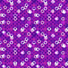 seamless pattern of shiny sequins in purple-violet tones of color