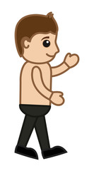 Cartoon Man without Shirt Vector Character