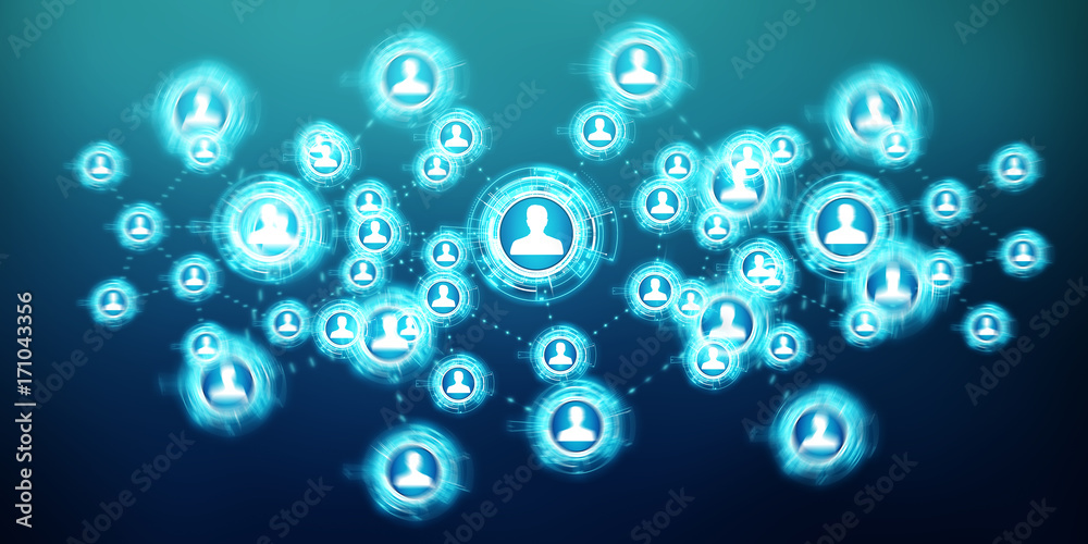 Poster Social network interface 3D rendering