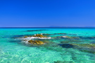 Sea shore under clear sky