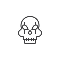 Skull mask line icon, outline vector sign, linear style pictogram isolated on white. Halloween holiday Symbol, logo illustration. Editable stroke