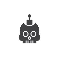 Skull with candle icon vector, filled flat sign, solid pictogram isolated on white. Halloween holiday Symbol, logo illustration.