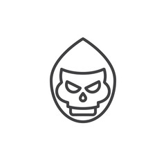Death mask line icon, outline vector sign, linear style pictogram isolated on white. Halloween holiday Symbol, logo illustration. Editable stroke