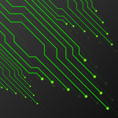 Circuit board on black background. Abstract technology