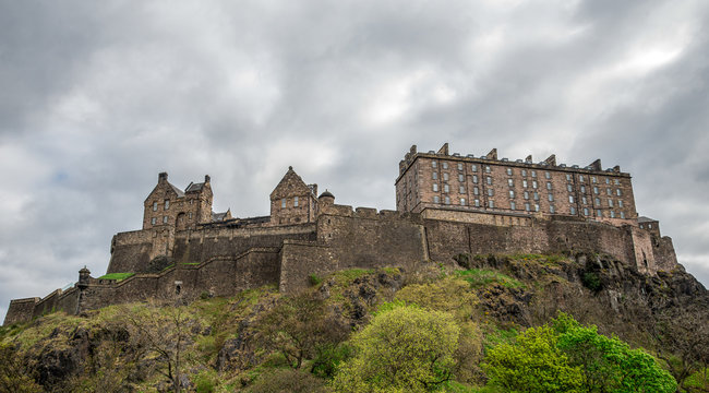 A view of Edinburgh Castle from the city centre, Scotland
