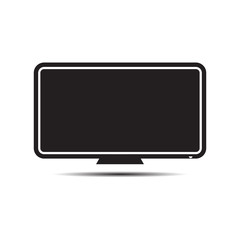 Flat icon of television with antenna and the buttons on the screen.