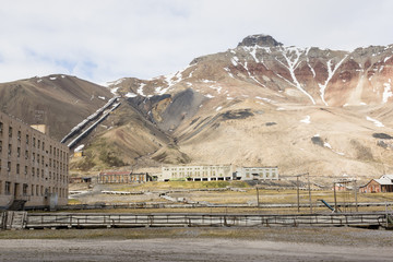 The abandoned russian mining town Pyramiden in Svalbard, Spitsbergen, Norway