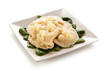 Dumplings on white background