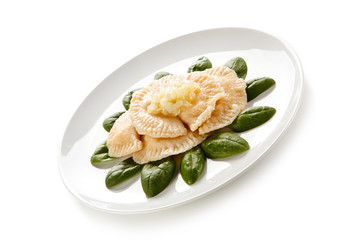 Dumplings on white background