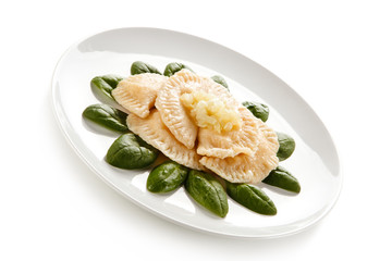 Dumplings on white background