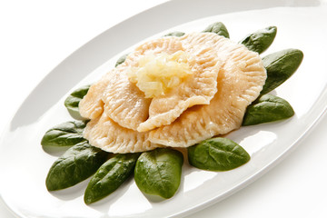 Dumplings on white background