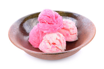 Ice cream in a cup on a white background.