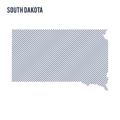 Fototapeta premium Vector abstract hatched map of State of South Dakota with oblique lines isolated on a white background.