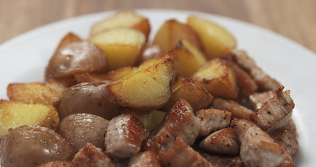 roasted young potatoes with fried pork
