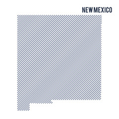 Vector abstract hatched map of State of New Mexico with oblique lines isolated on a white background.