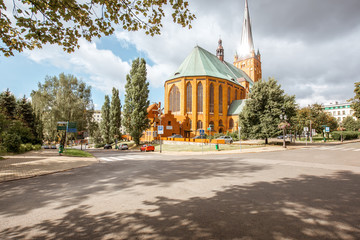 View on the cathedral of saint James the Apostle in Szczecin, Poland - obrazy, fototapety, plakaty