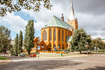 View on the cathedral of saint James the Apostle in Szczecin, Poland - obrazy, fototapety, plakaty