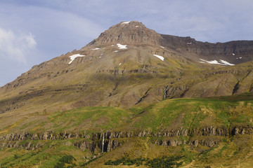 Scenic view of small town Seydisfjordur on East Iceland