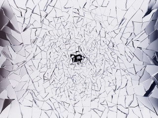 Sharp Pieces of shattered glass isolated on black