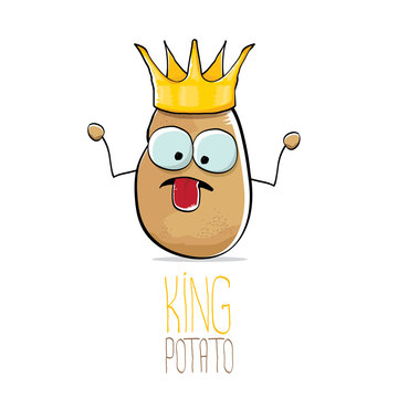 vector funny cartoon cool cute brown smiling king potato