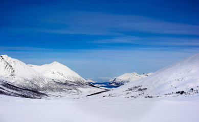 Fototapeta na wymiar Mountain in Tromsø in the winter