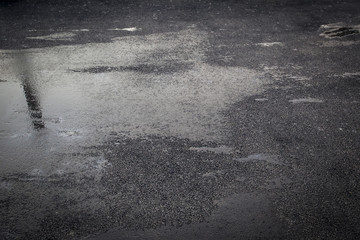 Wet road from asphalt