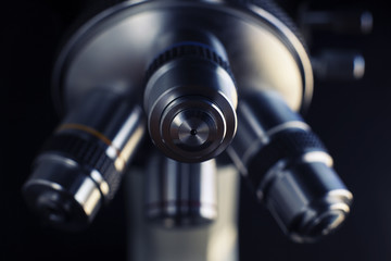 Optical microscope - science and laboratory equipment. Microscope is used for conducting planned, research experiments, educational demonstrations in medical and health institutions, lab.