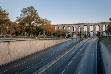 Aqueduct of Valens in Istanbul, Turkey. It was built by the emperor Valens in the late 4th century, and is one of the most important landmarks of the city.