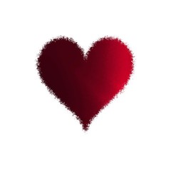 Defocused blur spray red heart isolated on white background