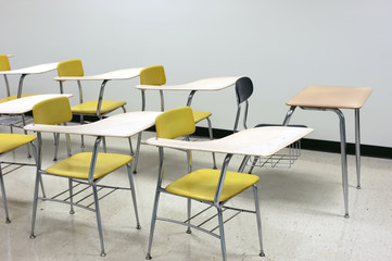 Armed chairs in the classroom in high school