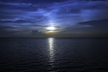 Fototapeta na wymiar Ocean at night natural background.
