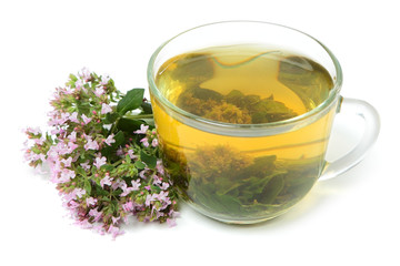 Oregano tea with flowers