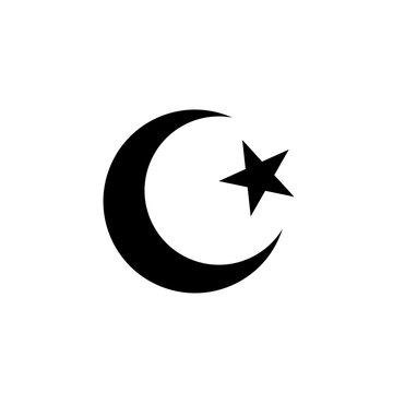 Crescent and star vector symbol