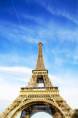 Fototapeta na wymiar Blue sky and Eiffel tower photo