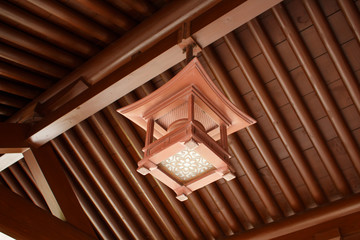 Decorative lamp. Chinese lantern pattern in temple.