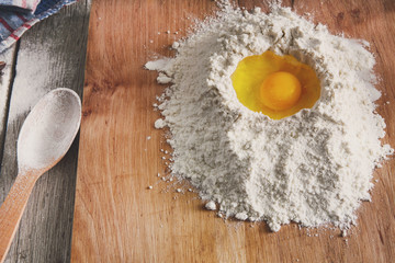 Cooking ingredients for baking, eggs and flour