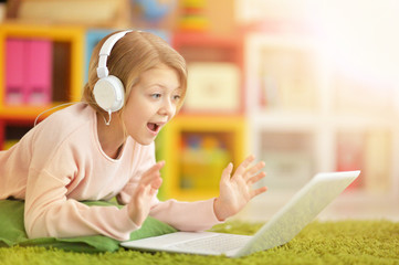 girl using modern laptop