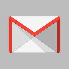 Color e-mail icon, on a gray background. Open envelope pictogram. Line mail symbol for website design, mobile application, ui. Editable stroke. Vector illustration. Eps10