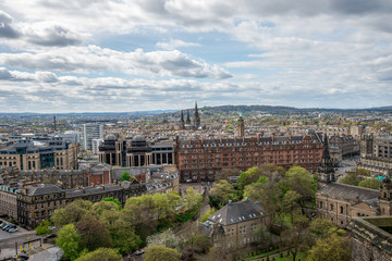 Fototapeta na wymiar Edinburgh city and Pentland Hills view from the castle hill