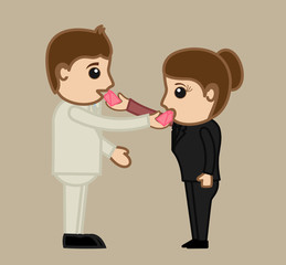 Young Couple Feeding Each Other