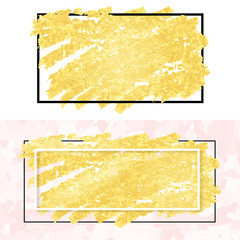 vector illustration of gold paint smudge and frame for design of banners, cards, posters, tickets
