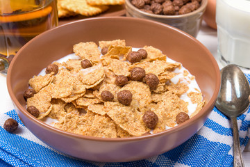 Healthy breakfast. Oat cereal granola in bowl