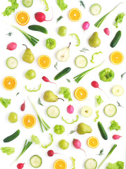 Wallpaper abstract composition of fruits and vegetables. Food pattern vegetables. Healthy food concept. Vegetables, top view.