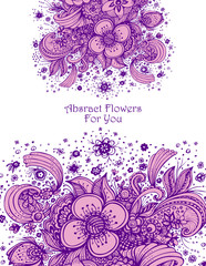 Template with abstract flowers bouquet lilac on white spring  composition for decoration  package of perfume or for cosmetic shampoo soap or for wedding invitation 