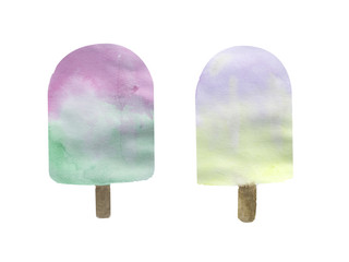 Watercolor paper texture colorful pastel ice cream summer dessert illustration