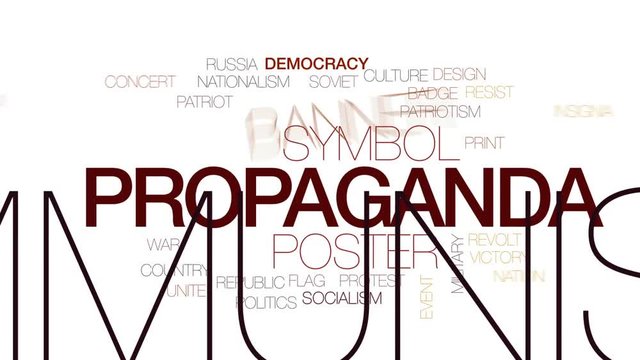 Propaganda animated word cloud, text design animation. Kinetic typography.