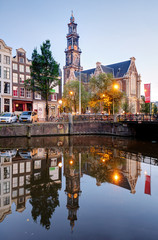Westerkerk Church, Amsterdam Canals, Netherlands, Holland, Europe