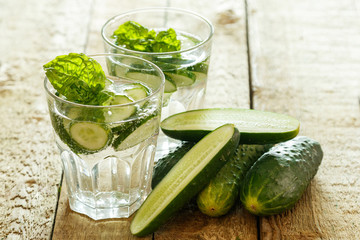Detox water with cucumber
