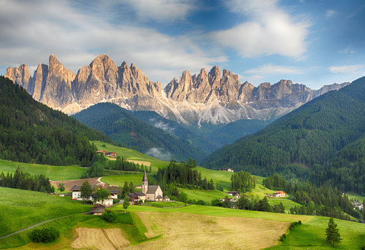 Amazing Funes valley in Dolomites, Italy